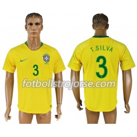 Brasilien Matchtröjor Thiago Silva 14 Hemma Fotbollströja VM 2018