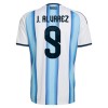 Argentina J. Alvarez 9 Matchtröjor Hemma Fotbollströja VM 2026