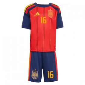 Spanien Rodrigo 16 Matchtröjor Barn Hemma Fotbollströja VM 2026