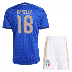 Italien Barella 18 Matchtröjor Barn Hemma Fotbollströja VM 2026
