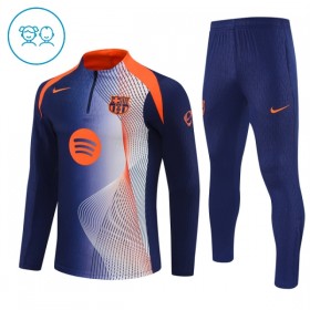 Barn FC Barcelona Trainings Sweatshirt Kvarts-Dragkedja 2025-26 Blå