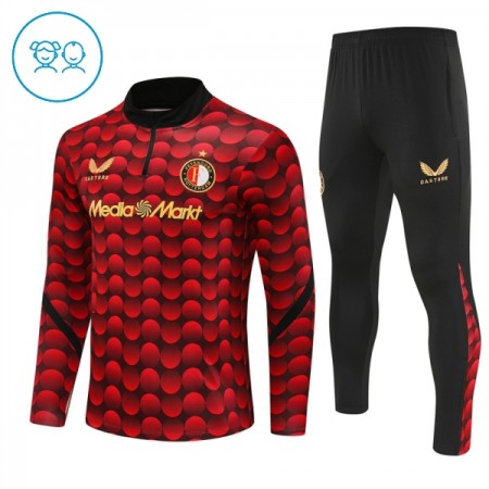 Barn Feyenoord Rotterdam Trainings Sweatshirt Kvarts-Dragkedja 2025-26 Röd