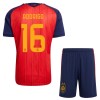 Spanien 2 Stars Rodrigo 16 Matchtröjor Barn Hemma Fotbollströja VM 2026 Spanien 2 Stars Rodrigo 16 Matchtröjor Barn Hemma Fotbollströja VM 2026