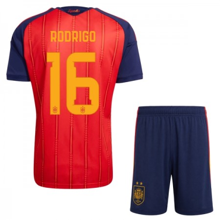 Spanien 2 Stars Rodrigo 16 Matchtröjor Barn Hemma Fotbollströja VM 2026 Spanien 2 Stars Rodrigo 16 Matchtröjor Barn Hemma Fotbollströja VM 2026