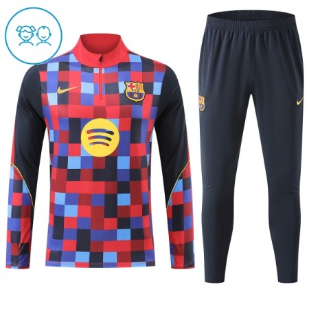 Barn Barcelona Trainings Sweatshirt Kvarts-Dragkedja 2026-27 Röd