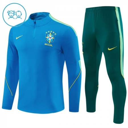 Barn Brasilien Trainings Sweatshirt Kvarts-Dragkedja 2026-27 Blå Barn Brasilien Trainings Sweatshirt Kvarts-Dragkedja 2026-27 Blå