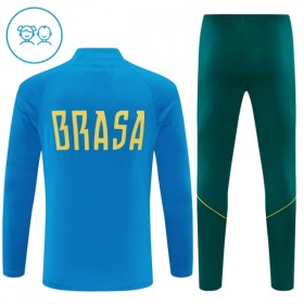 Barn Brasilien Trainings Sweatshirt Kvarts-Dragkedja 2026-27 Blå