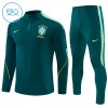 Barn Brasilien Trainings Sweatshirt Kvarts-Dragkedja 2026-27 Grön