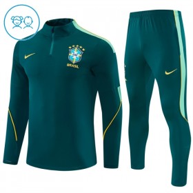 Barn Brasilien Trainings Sweatshirt Kvarts-Dragkedja 2026-27 Grön
