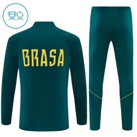 Barn Brasilien Trainings Sweatshirt Kvarts-Dragkedja 2026-27 Grön