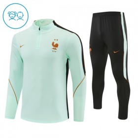 Barn Frankrike Trainings Sweatshirt Kvarts-Dragkedja 2026-27 Vit