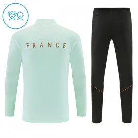 Barn Frankrike Trainings Sweatshirt Kvarts-Dragkedja 2026-27 Vit
