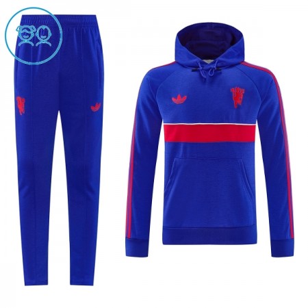 Barn Manchester United Hoodie Trainings Sweatshirt 2026-27 Blå