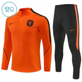 Barn Nederländerna Trainings Sweatshirt Kvarts-Dragkedja 2026-27 Orange