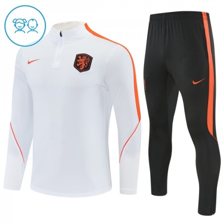 Barn Nederländerna Trainings Sweatshirt Kvarts-Dragkedja 2026-27 Vit Barn Nederländerna Trainings Sweatshirt Kvarts-Dragkedja 2026-27 Vit