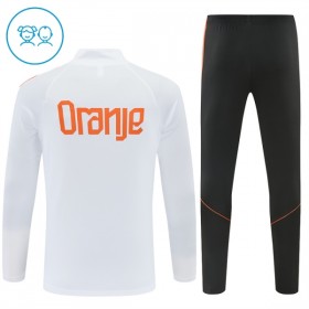 Barn Nederländerna Trainings Sweatshirt Kvarts-Dragkedja 2026-27 Vit