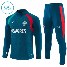 Barn Portugal Trainings Sweatshirt Kvarts-Dragkedja 2026-27 Blå