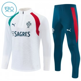 Barn Portugal Trainings Sweatshirt Kvarts-Dragkedja 2026-27 Vit