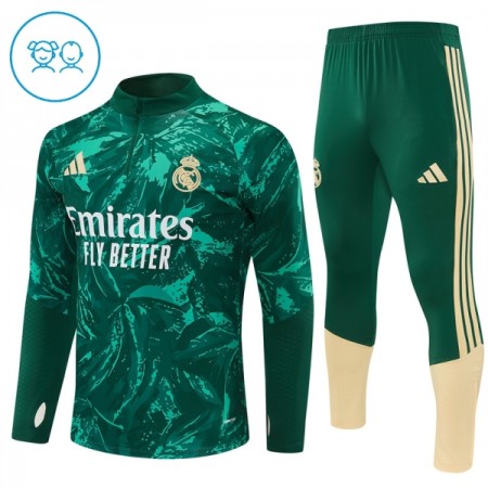 Barn Real Madrid Trainings Sweatshirt Kvarts-Dragkedja 2026-27 Grön Barn Real Madrid Trainings Sweatshirt Kvarts-Dragkedja 2026-27 Grön