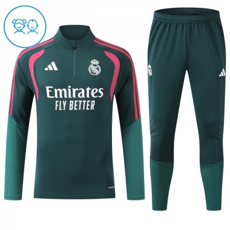 Barn Real Madrid Trainings Sweatshirt Kvarts-Dragkedja 2026-27 Grön