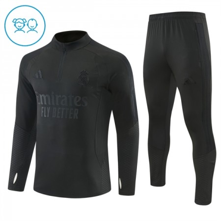 Barn Real Madrid Trainings Sweatshirt Kvarts-Dragkedja 2026-27 Svart Barn Real Madrid Trainings Sweatshirt Kvarts-Dragkedja 2026-27 Svart