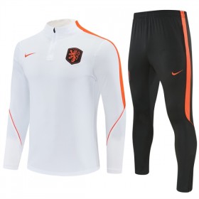 Nederländerna Trainings Sweatshirt Kvarts-Dragkedja 2026-27 Vit